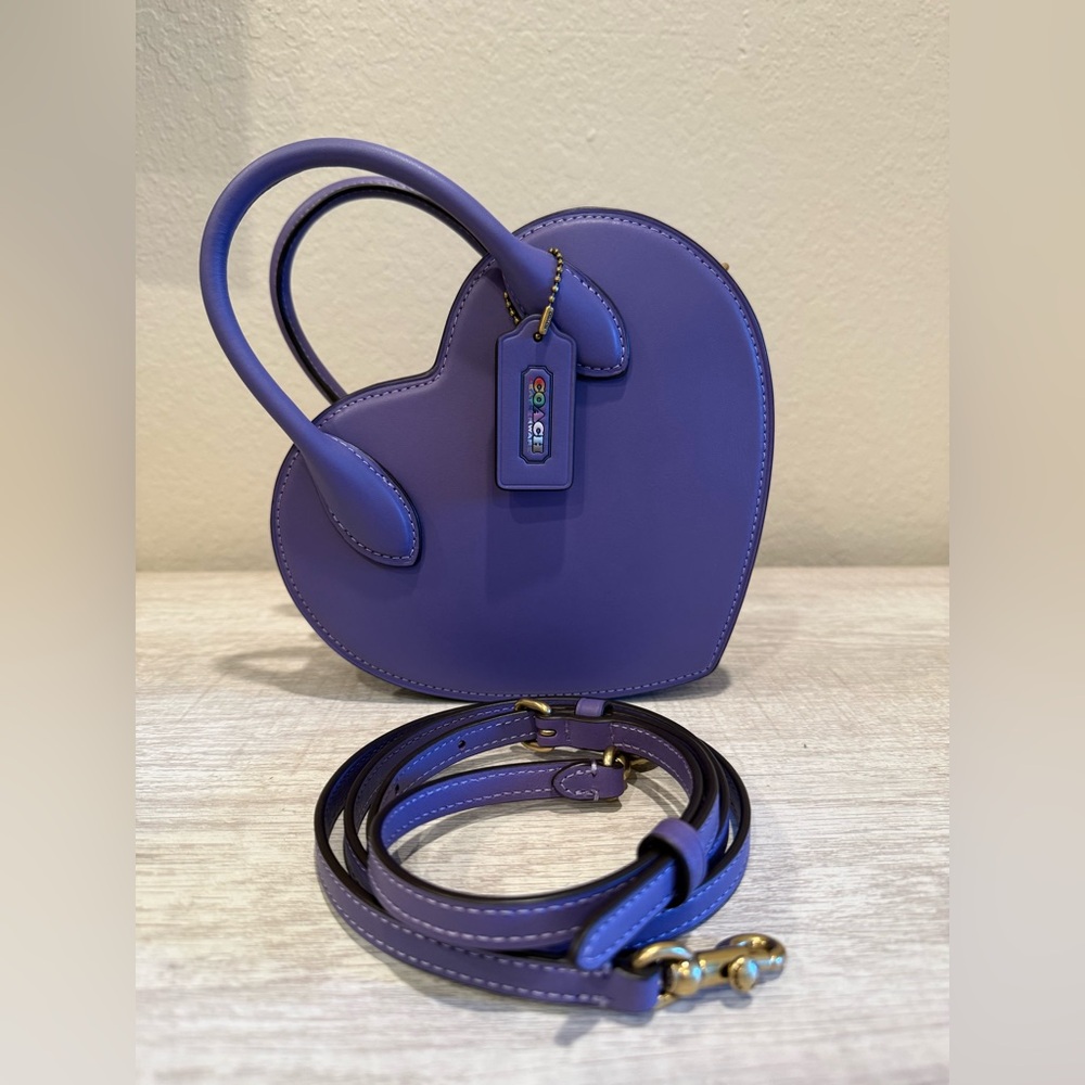 NWT Coach Leather Heart Crossbody Light Purple